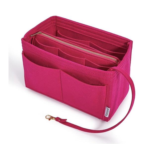 Pink X-Large Purse Organizer Insert Handbags Felt Bag Removable Pouch - Picture 1 of 10
